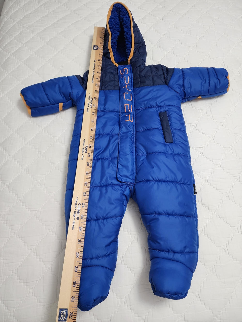 Spyder Royal Blue Infant Puffer One-Piece with Orange Trim